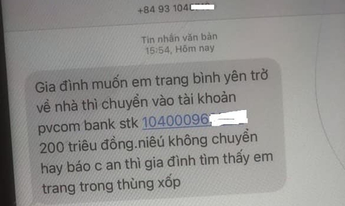 Gia đ&#236;nh thiếu nữ &#39;mất t&#237;ch&#39; tại H&#224; Nội bị đ&#242;i 200 triệu tiền chuộc