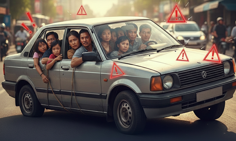 Xe ô tô 4 chỗ chở 5 người có bị phạt không?