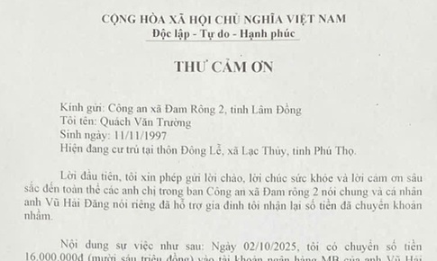 Phó trưởng công an xã trả lại hàng chục triệu đồng chuyển nhầm