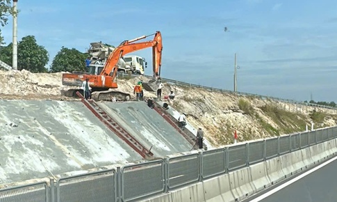 Gia cố m&#225;i taluy tr&#234;n cao tốc Vĩnh Hảo - Phan Thiết khắc phục t&#236;nh trạng ngập