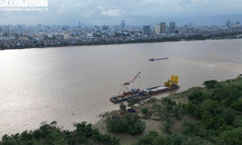 Khu vực x&#226;y dựng cầu Trần Hưng Đạo sau 1 th&#225;ng thi c&#244;ng