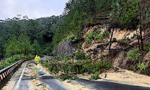 Vết nứt tr&#234;n đ&#232;o D’Ran ph&#225;t triển, Quốc lộ 20 tiếp tục sạt lở