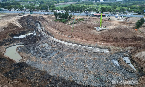 Hồ điều h&#242;a hơn 30ha giữa Thủ đ&#244; bước v&#224;o giai đoạn thi c&#244;ng tăng tốc