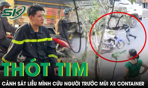 Th&#243;t tim clip chiến sĩ PCCC liều m&#236;nh cứu học sinh ngay trước mũi xe container mất phanh