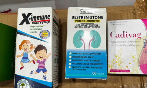 Cận cảnh một số sản phẩm trong đường dây sản xuất thực phẩm chức năng giả mới bị triệt phá