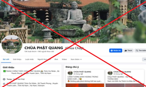 Cảnh báo giả mạo Fanpage chùa Phật Quang để kêu gọi từ thiện