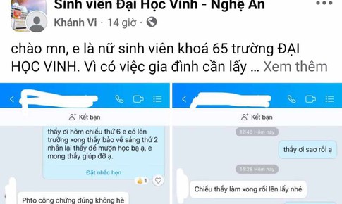 Xác minh thông tin nữ sinh tố cán bộ trường Đại học Vinh 'sàm sỡ'