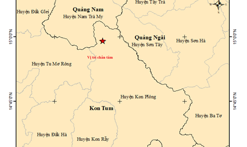 Quảng Nam, Kon Tum lại hứng 5 trận động đất gây rung lắc liên tiếp