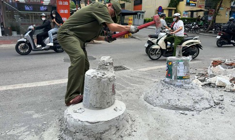 Phá dỡ trụ bê tông trước chung cư Lilama: Chưa rõ người vi phạm, khó xử lý dứt điểm
