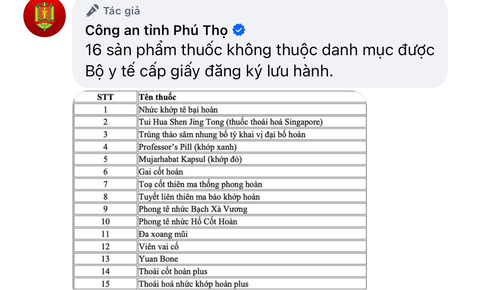 Bệnh viện Công an tỉnh Phú Thọ 'điểm danh' 16 sản phẩm không thuộc danh mục được Bộ Y tế cấp phép, người dân cần tránh