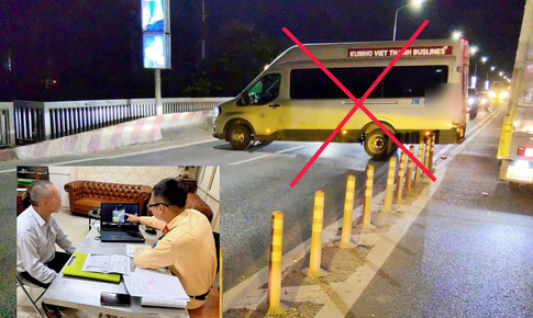 Chặn cả d&#242;ng xe để quay đầu tr&#234;n cầu Thăng Long, t&#224;i xế xe kh&#225;ch bị xử l&#253;