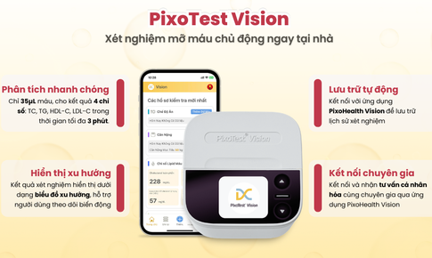 M&#225;y đo 4 chỉ số mỡ m&#225;u PixoTest Vision - Giải ph&#225;p theo d&#245;i sức khỏe th&#244;ng minh