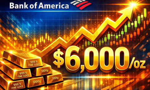 Bank of America dự báo giá vàng lên 6.000 USD