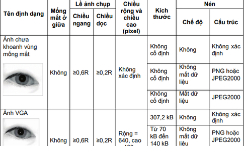 Các yêu cầu bắt buộc đối với việc thu nhận ảnh mống mắt
