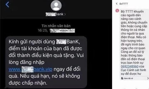 Cảnh báo tin nhắn lừa đảo xuất hiện trong luồng SMS chính thức của ngân hàng