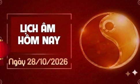 Âm lịch hôm nay 28/10 - Lịch âm 28/10 - Lịch vạn niên ngày 28/10/2026