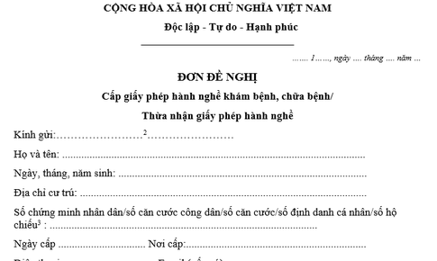 Thủ tục xin giấy phép hành nghề khám bệnh, chữa bệnh
