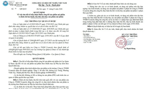 Thu hồi, đình chỉ lưu hành toàn quốc 77 mỹ phẩm của Công ty TNHH Ucanrely