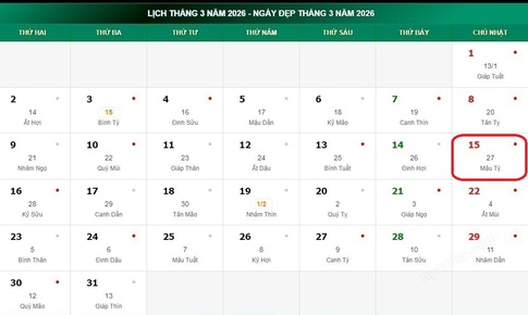 Âm lịch 15/3 - Lịch âm hôm nay 15/3 - Lịch vạn niên ngày 15/3/2026