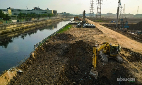 Hà Nội đẩy nhanh thi công hồ điều hòa giảm ngập phía Tây