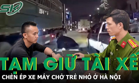 Tạm giữ tài xế xe bán tải chèn ép xe máy chở trẻ nhỏ ở Hà Nội