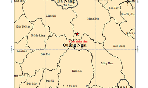Động đất 3.9 độ ở Quảng Ngãi