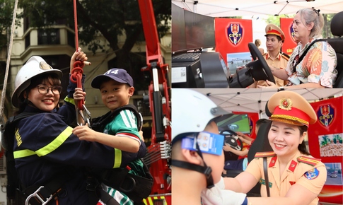 Hà Nội: Người dân trải nghiệm lái xe mô phỏng, thực hành chữa cháy ngay trên phố