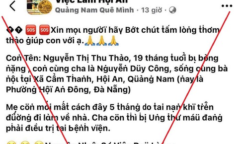 Giả mạo việc con gái 19 tháng tuổi bị bỏng nặng để lừa đảo kêu gọi tiền từ thiện