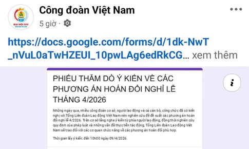 Lấy ý kiến về 3 phương án hoán đổi ngày nghỉ lễ Giỗ tổ Hùng Vương và 30/4 - 1/5