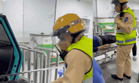 Nhận đề nghị khẩn, CSGT Hà Nội 'mở đường sống' giúp 2 nạn nhân đến bệnh viện kịp thời