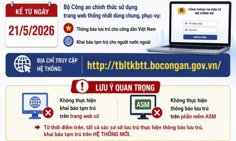Từ 21/5, khai báo lưu trú, tạm trú thực hiện trên nền tảng mới