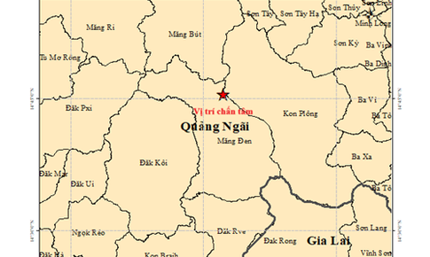 Liên tiếp nhiều trận động đất xảy ra ở Quảng Ngãi