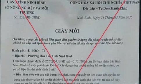Cảnh báo lừa đảo giả giấy mời phục vụ cấp mã định danh để xây dựng cơ sở dữ liệu đất đai