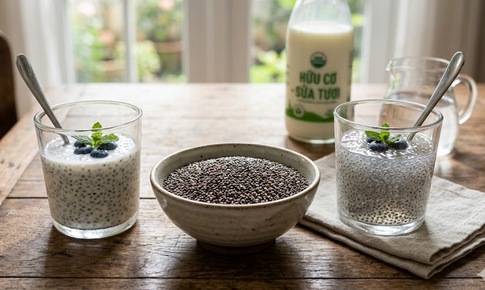 Ngâm hạt chia trong nước hay trong sữa tốt hơn?