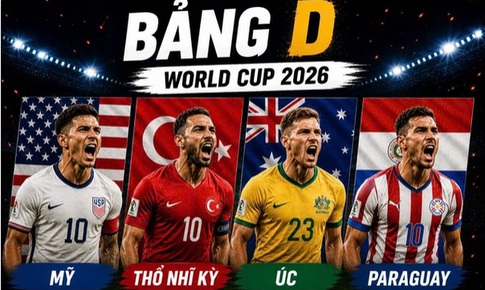 Lịch thi đấu World Cup 2026 bảng D: Mỹ, Paraguay, Australia, Thổ Nhĩ Kỳ