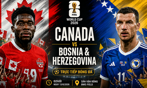 Kênh và link xem trực tiếp Canada đấu Bosnia - World Cup 2026 ngày 13/6