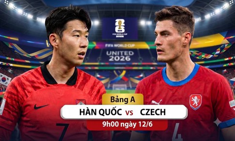 Kênh và link xem trực tiếp Hàn Quốc đấu Czech - World Cup 2026 ngày 12/6