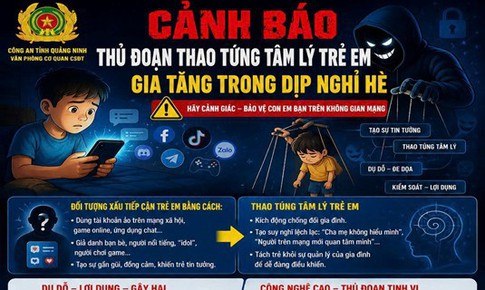 Cảnh báo thủ đoạn thao túng tâm lý trẻ em gia tăng trong dịp nghỉ hè