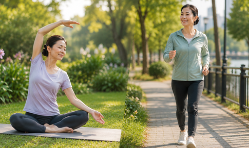 Phụ nữ trung niên nên ưu tiên yoga hay đi bộ?