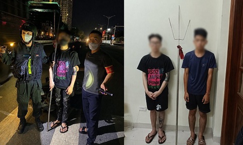 Hà Nội: Tổ công tác Y7/141 truy đuổi, khống chế 2 quái xế mang theo cây đinh ba tự chế
