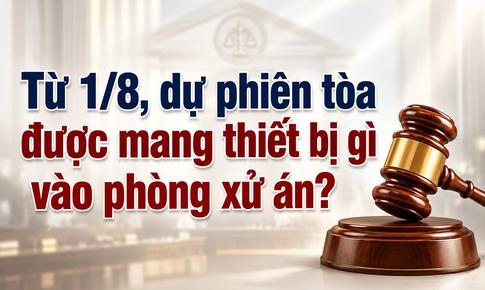 Từ 1/8, dự phiên tòa được mang thiết bị gì vào phòng xử án?