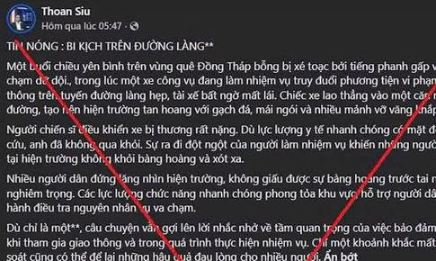 Thông tin 'xe công vụ truy đuổi người vi phạm khiến 1 chiến sĩ tử vong' là bịa đặt