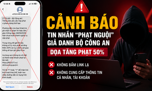 Cảnh báo tin nhắn 'phạt nguội' giả danh Bộ Công an, dọa tăng phạt 50%