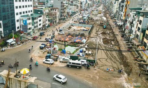 Cận cảnh tuyến Vành đai 1 dài hơn 2,2 km đang thi công ở Hà Nội