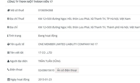 Công ty TNHH MTV 17 vi phạm chứng khoán