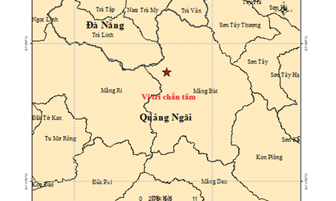 Sáng nay xảy ra 4 trận động đất ở Đà Nẵng và Quảng Ngãi