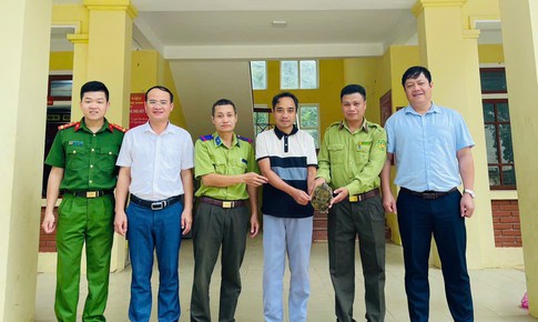 Sau cơn mưa, học sinh phát hiện rùa mỏ vẹt quý hiếm giữa vườn