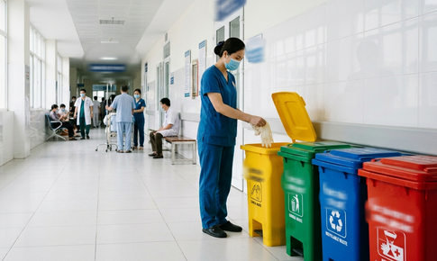 Phân loại chất thải tại nguồn, góp phần xây dựng bệnh viện xanh, sạch, đẹp