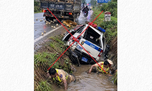 Công an lên tiếng về bức ảnh CSGT gặp nạn dưới mương đang lan truyền trên mạng