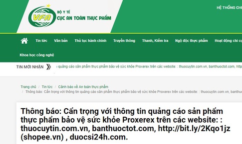 Cẩn trọng th&#244;ng tin quảng c&#225;o sản phẩm Proxerex